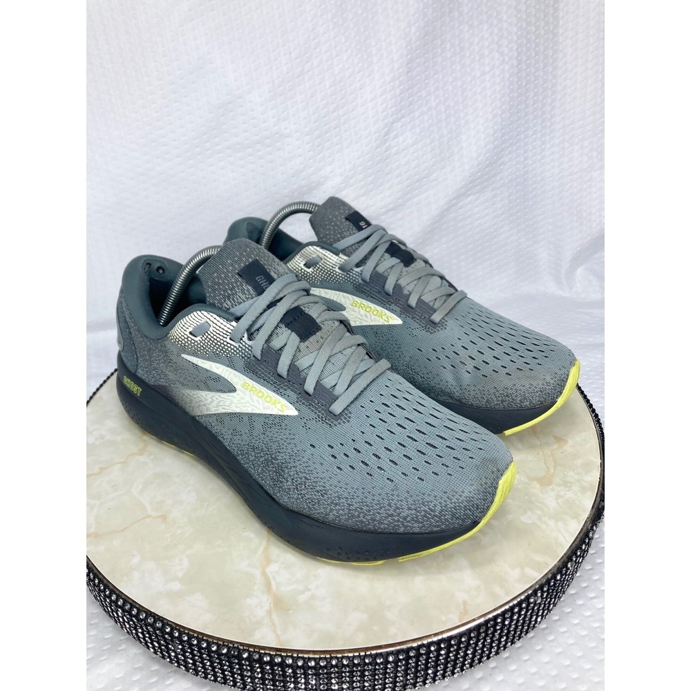 Brooks Ghost 16 Running Shoes Mens 9.5 2E Grey Yellow Training Comfort Sneakers